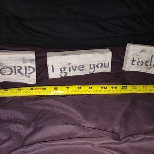 3 Solid Wood Blocks " LORD I give you today" Signs